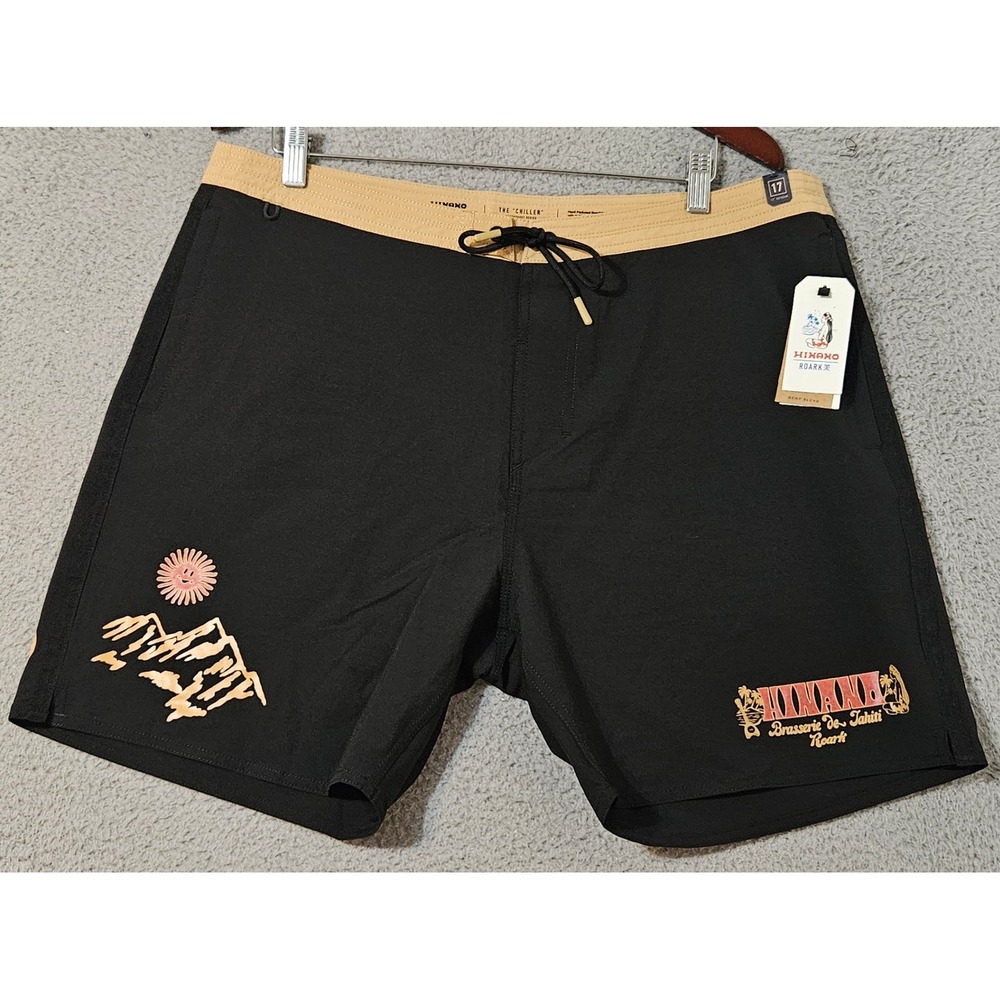 $69‎ Hinano Roark Men's Chiller Otemanu Board Short Black Men's Size 36 NWT